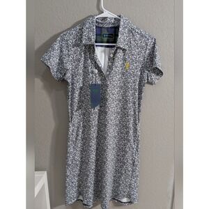 New William Murray Golf Black & White Mini Dress with Yellow Logo Small